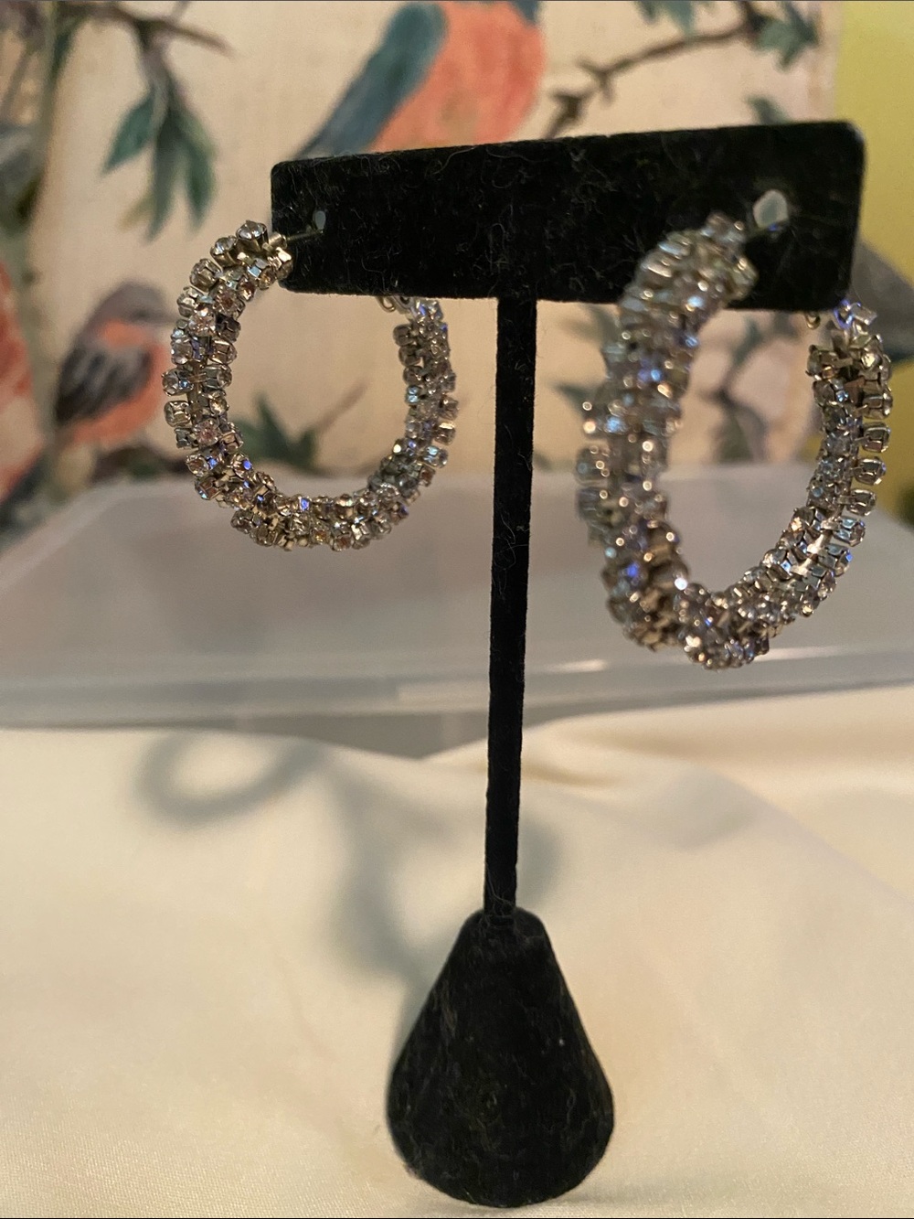 Rhinestone double braid pierced earrings (OS)